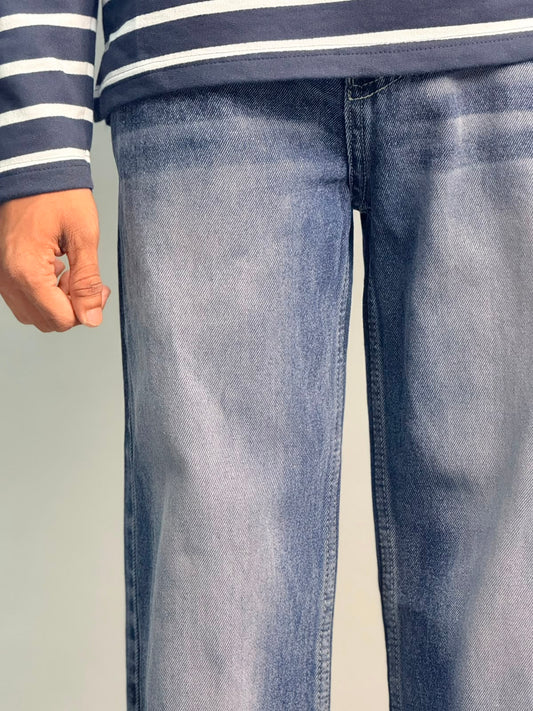 Blue Heavy-Fade Baggy Jeans