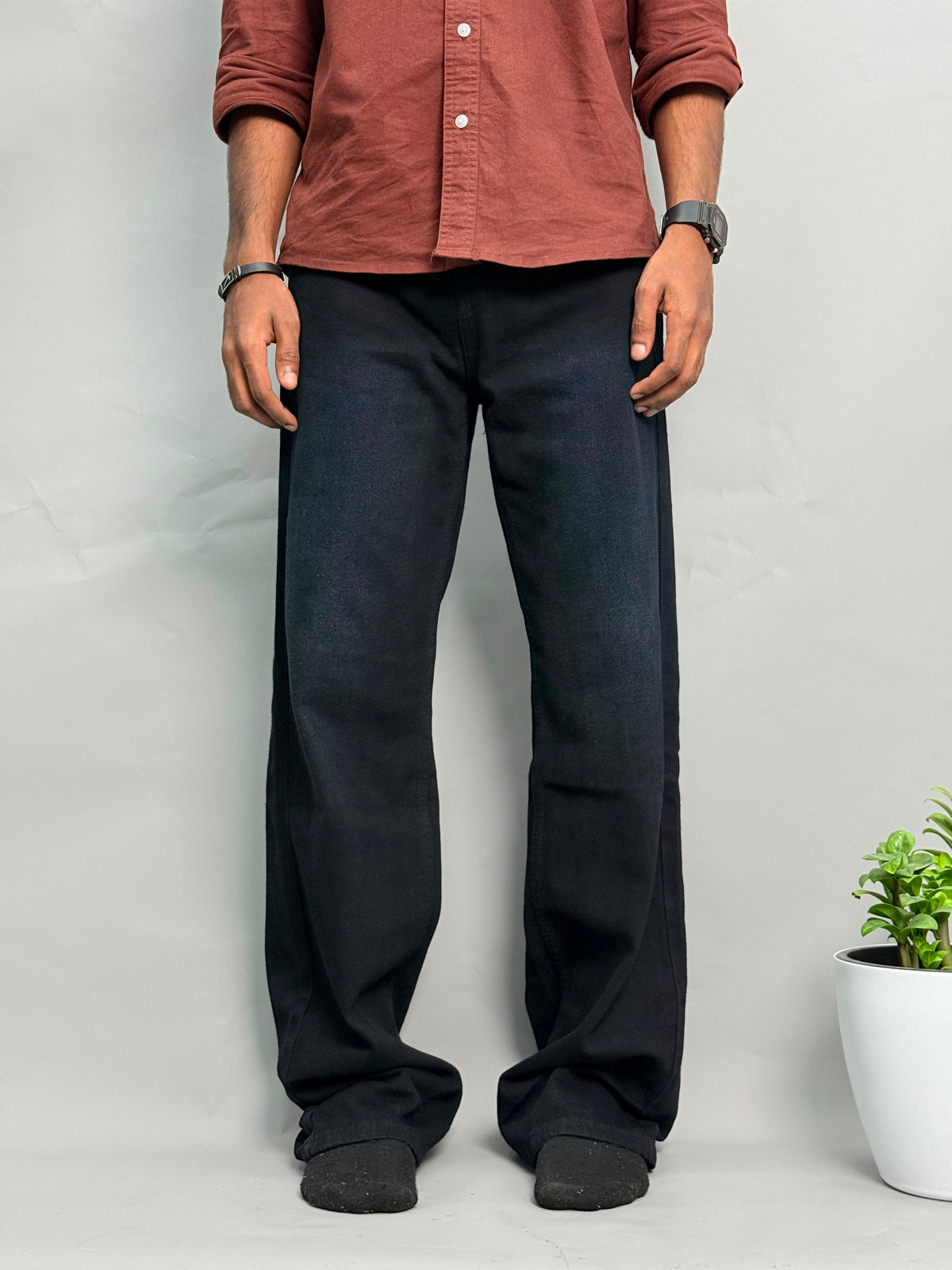 Vintage-Faded Blue Baggy Jeans