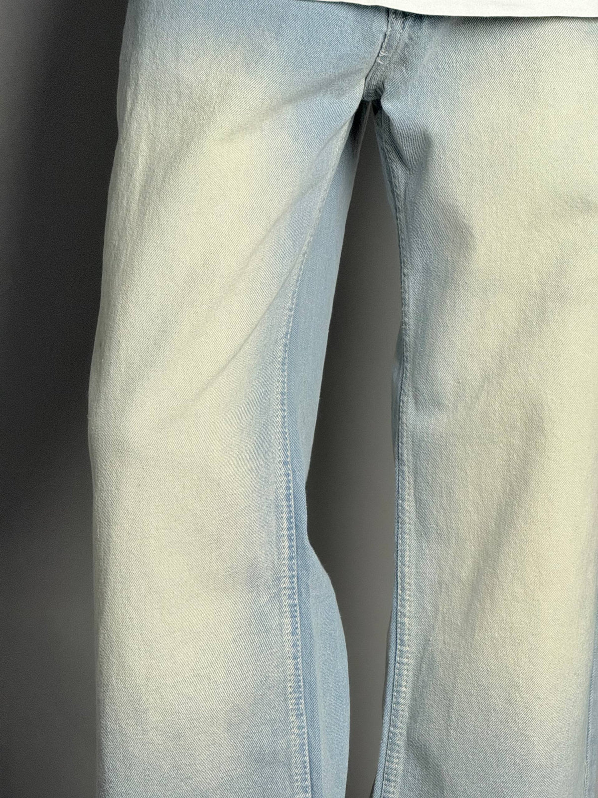 Sky Blue With Yellow Shade Straight Fit Jeans