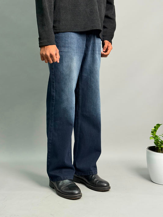 Deep Navy Vintage-Fade Baggy Jeans