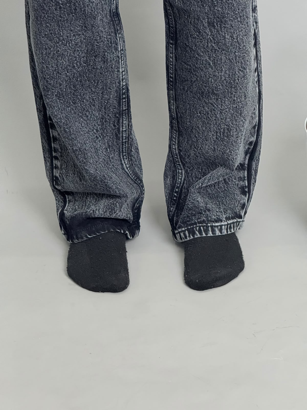Dark Grey Acid-Wash Baggy Jeans