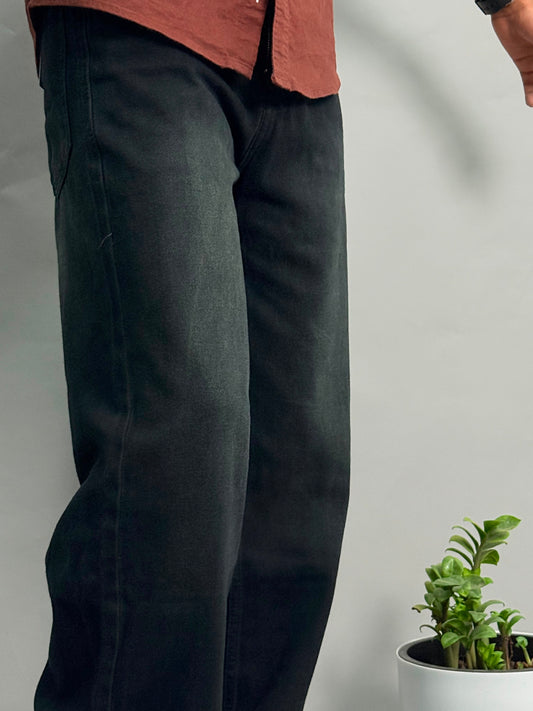 Vintage-Faded Black Baggy Jeans
