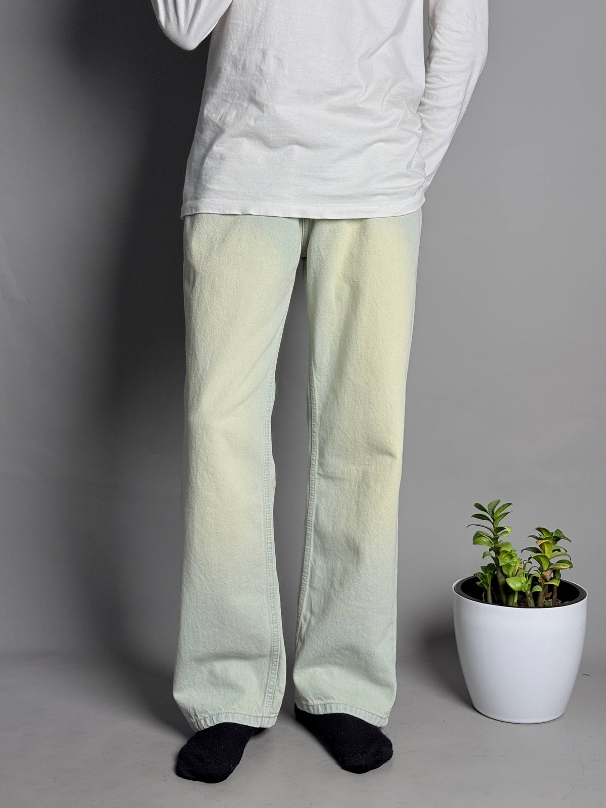 Sage Green Straight Fit Jeans